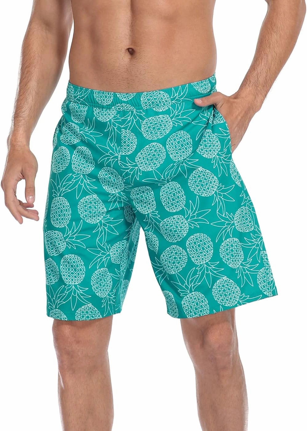 LRD Men's Swim Trunks with Compression Liner 9 Inch Inseam Quick Dry Board Short