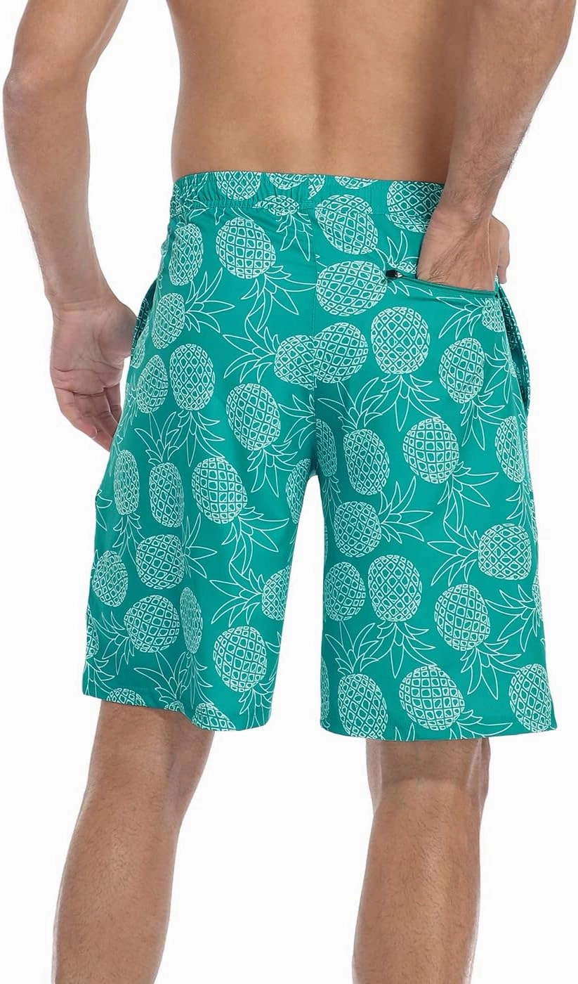 LRD Men's Swim Trunks with Compression Liner 9 Inch Inseam Quick Dry Board Short