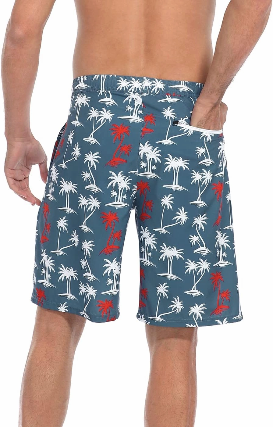 LRD Men's Swim Trunks with Compression Liner 9 Inch Inseam Quick Dry Board Short