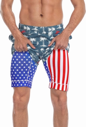LRD Men's Swim Trunks with Compression Liner 9 Inch Inseam Quick Dry Board Short