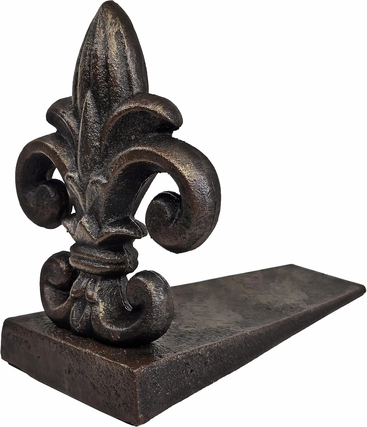 Lulu Decor 100% Cast Iron Fleur De Lis Door Stopper, 5 lbs 11 oz, Well Built Door Stopper, 6.50" H, 8" L - 2 Pc Set