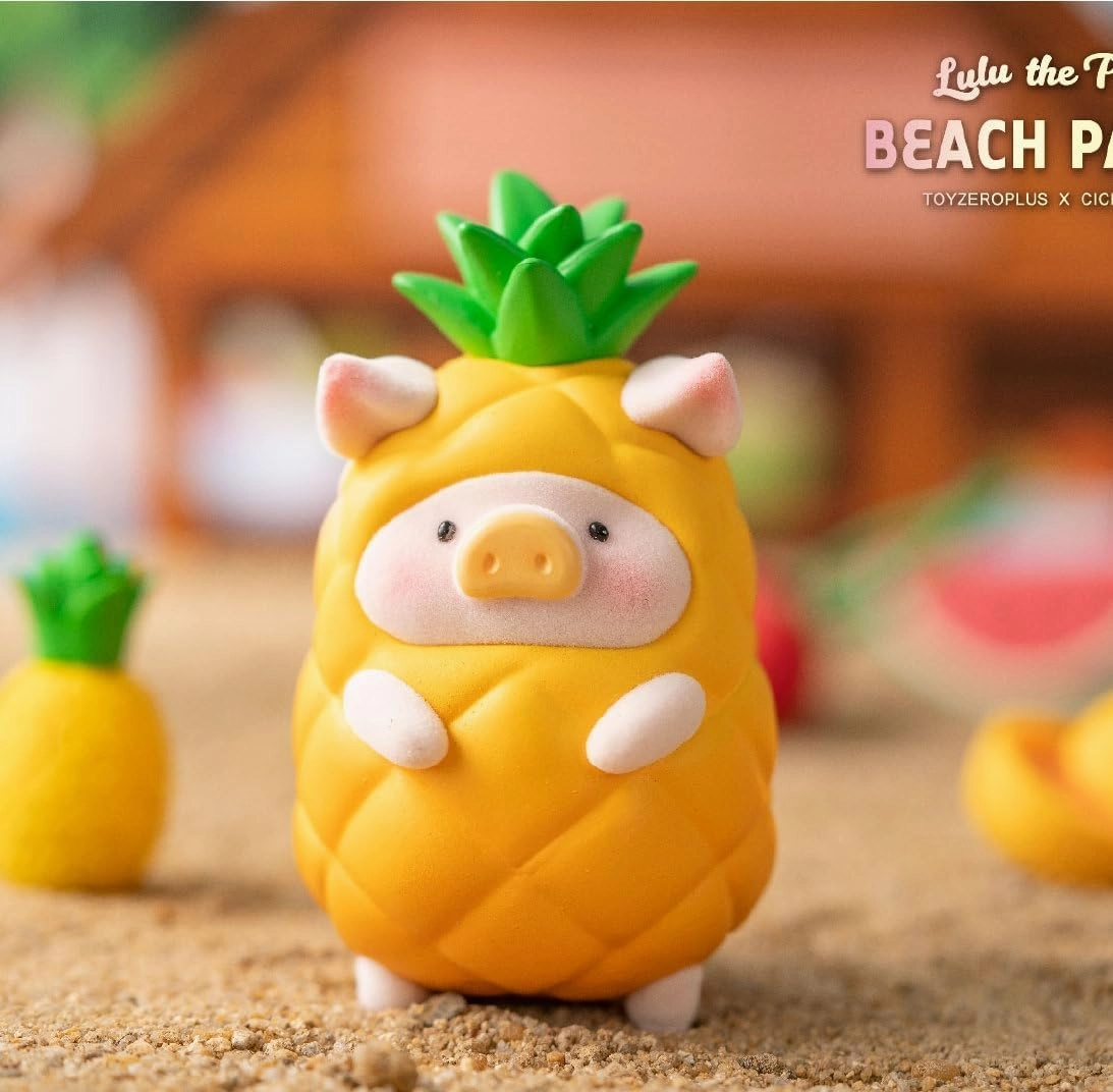 Lulu The Piggy Beach Party Series 8PCs Cute Pig Blind Box Figures Collectible Toys Kawaii Birthday Gifts Home Decorations