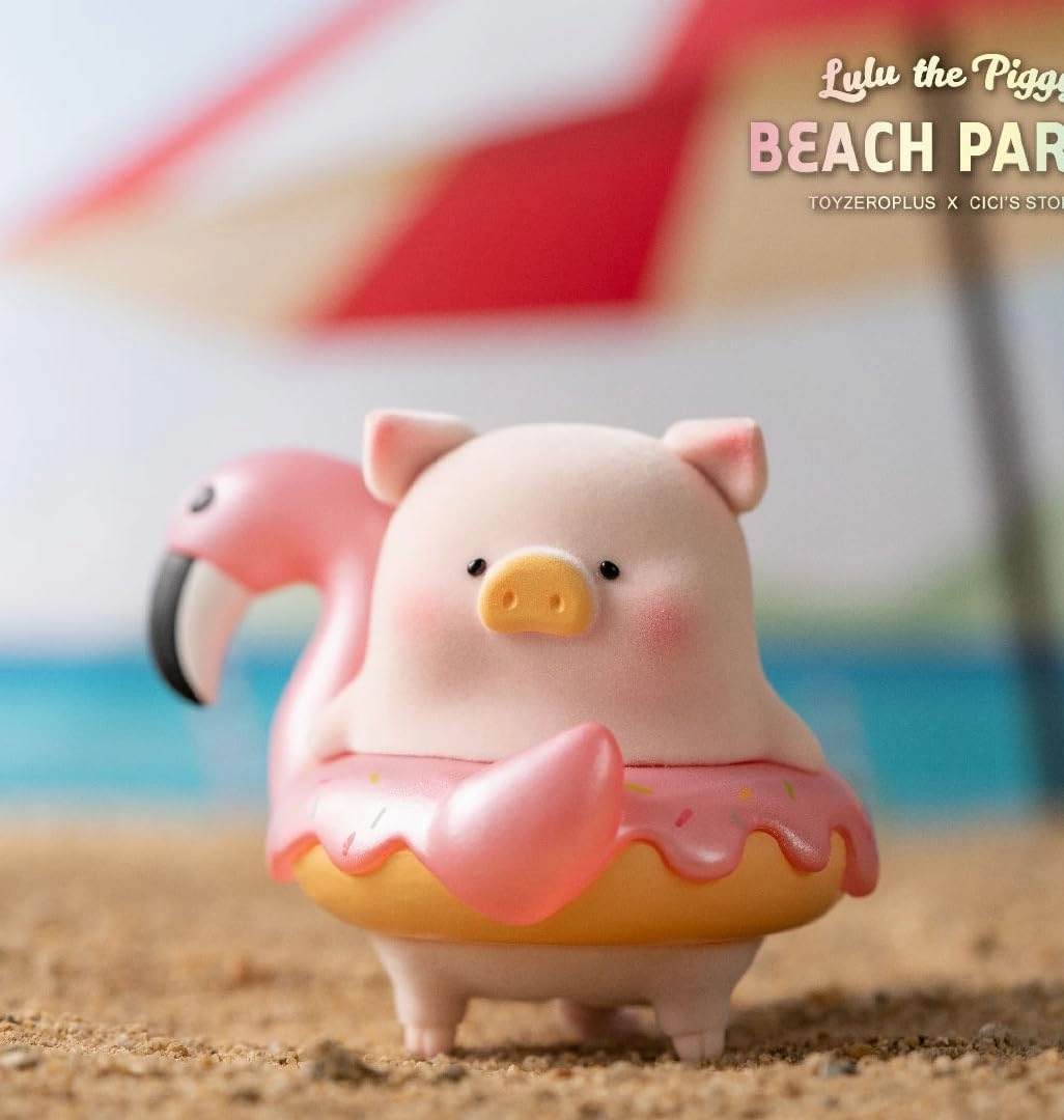 Lulu The Piggy Beach Party Series 8PCs Cute Pig Blind Box Figures Collectible Toys Kawaii Birthday Gifts Home Decorations