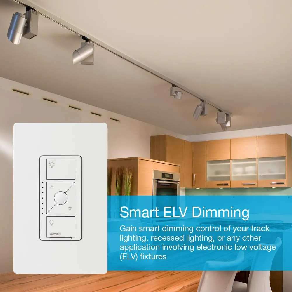 Lutron Caseta Original Smart Dimmer Switch ELV  (Lutron Hub Required), 250W LED, Single-Pole/3-Way, Neutral Required, PD-5NE-BL, Black