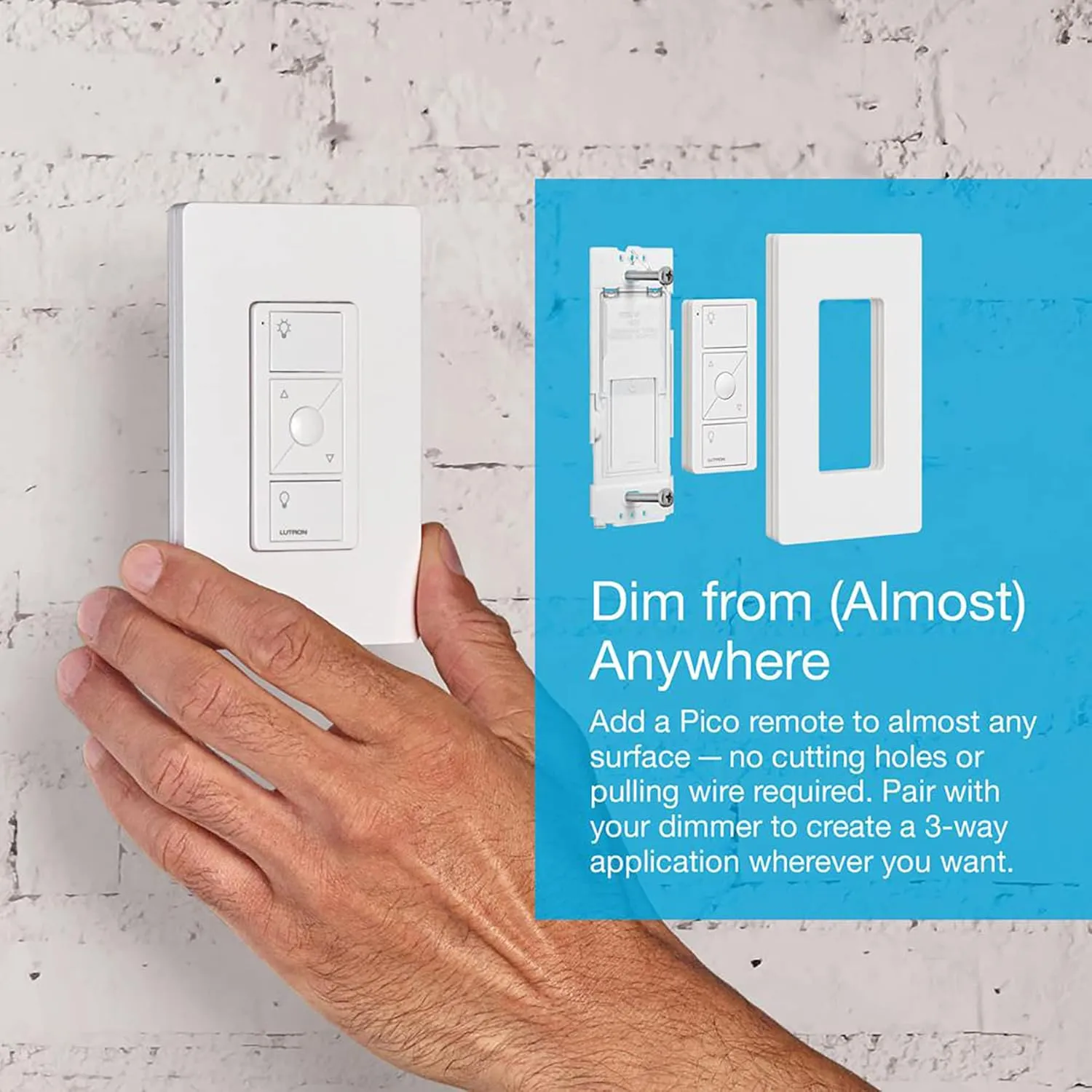 Lutron Caseta Original Smart Dimmer Switch (Lutron Smart Hub Required), for LED Lights, 150 Watt, Single-Pole/3-Way, No Neutral Required, PD-6WCL-WH 4-PACK, White, 4 Pack