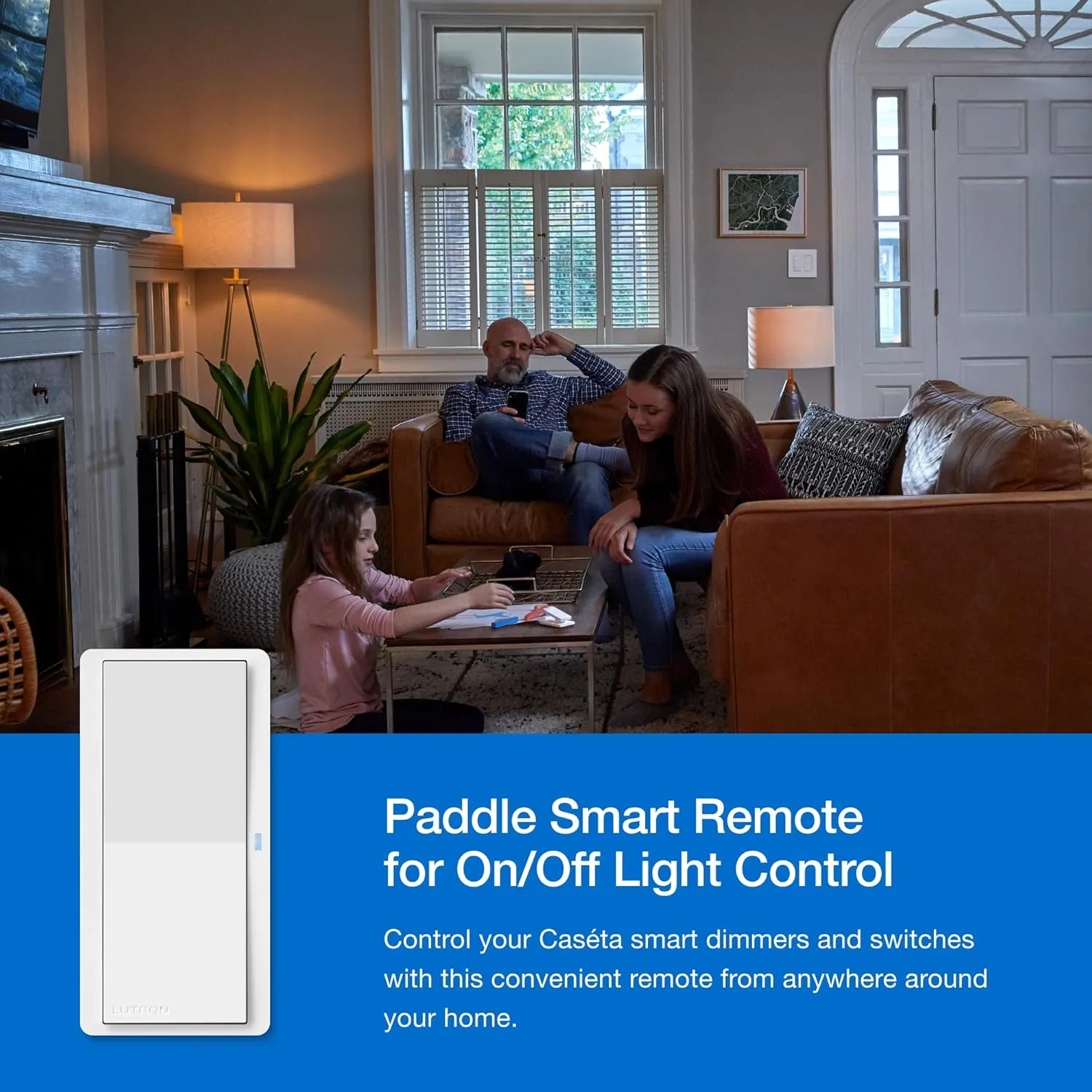 Lutron Pico Paddle Remote for On/Off Control of Caseta Smart Switches/Dimmers, PJ2-P2B-GBL, Black