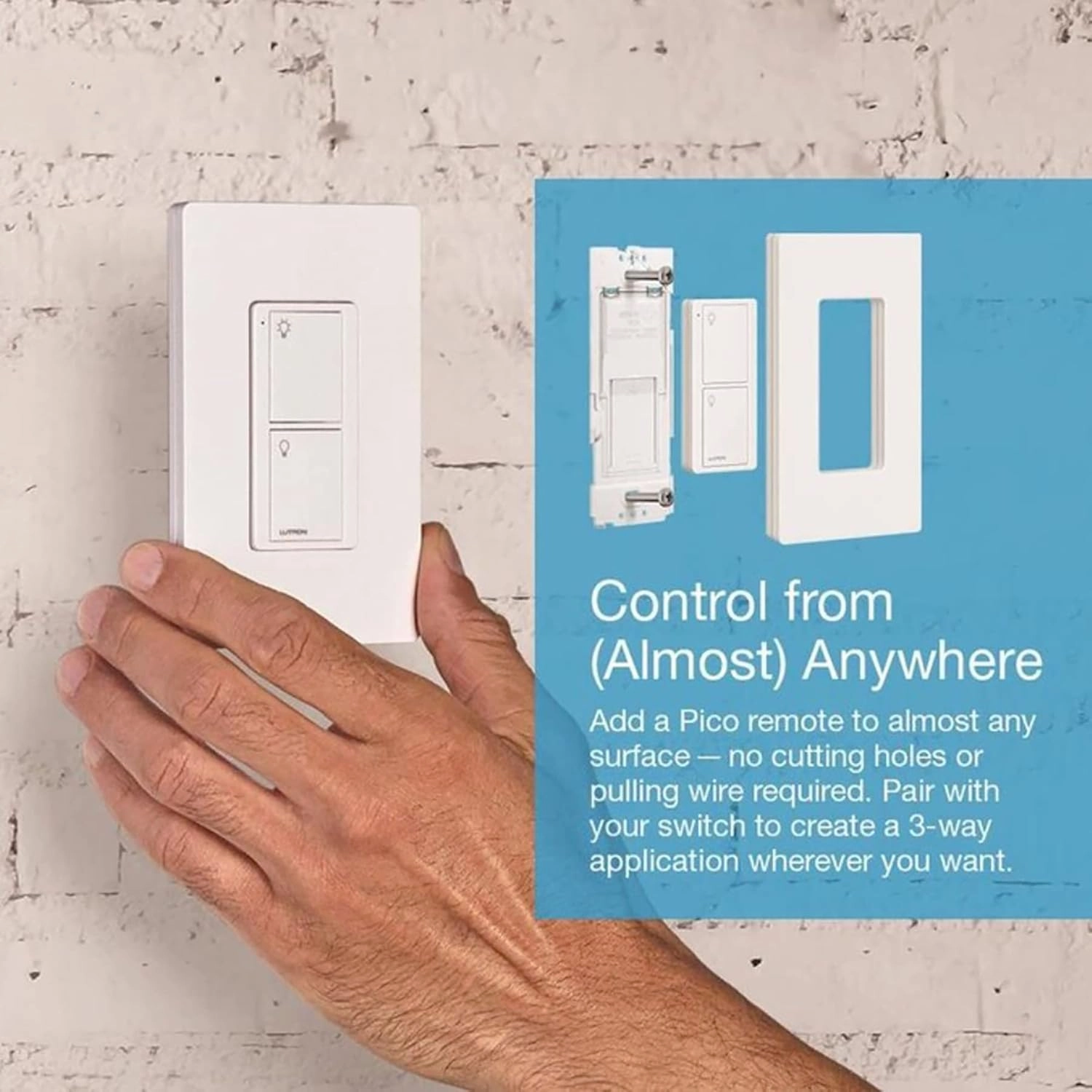 Lutron Caseta Original Smart Switch (Lutron Smart Hub Required), for LED Lights and Fans, 6 Amp, Single-Pole/3-Way, Neutral Required, PD-6ANS-LA, Light Almond