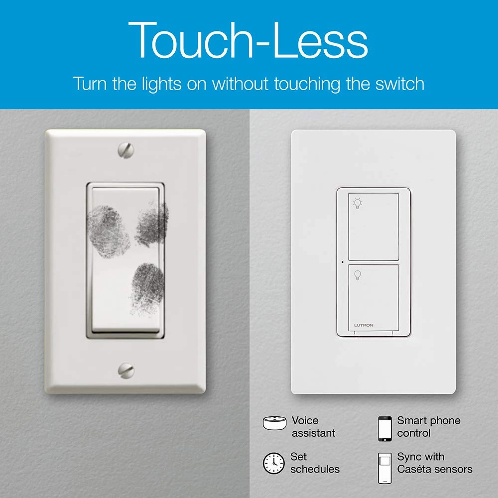 Lutron Caseta Original Smart Switch (Lutron Smart Hub Required), for LED Lights and Fans, 6 Amp, Single-Pole/3-Way, Neutral Required, PD-6ANS-LA, Light Almond