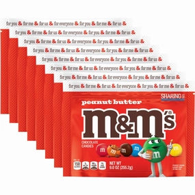 M&M’S Peanut Butter Milk Chocolate Candy Bulk – Sharing Size, 9 Oz Resealable Bag (Pack of 8), Creamy Peanut Butter Center with Rich Milk Chocolate, Perfect for Snacking, Parties, Movie Night, Travel