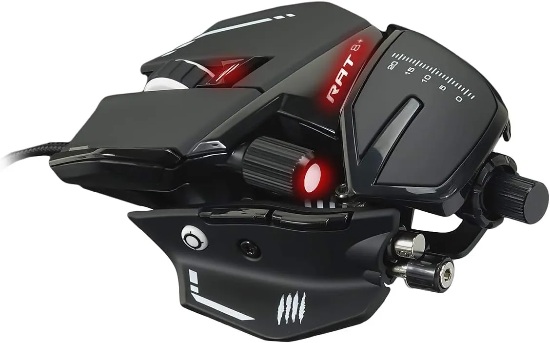 Mad Catz R.A.T. 8  Adjustable Wired Gaming Mouse - 16000 DPI - 11 Programmable Buttons - 4 User Profiles Stored Directly - Customize RGB LED - Additional Palm Rests and Pinky Supports - Black