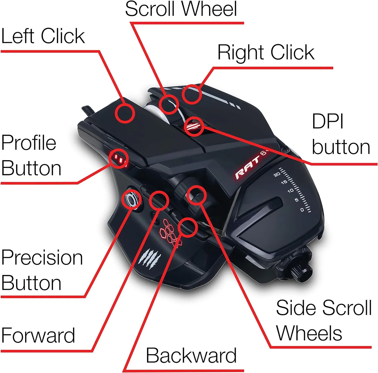 Mad Catz The Authentic R.A.T. 6  Optical Gaming Mouse, Black
