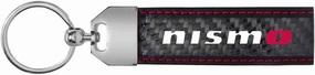Made for Nissan NISMO Real Black Carbon Fiber Loop Strap Key Chain with Red Stitching