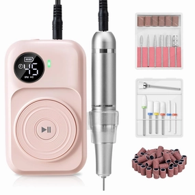 Madenia Rechargeable Professional Nail Drill Machine - 45000 RPM Portable Electric Nail File E File for Acrylic Gel Nails,Suitable for Salon Home Travel Manicure Use, Pink