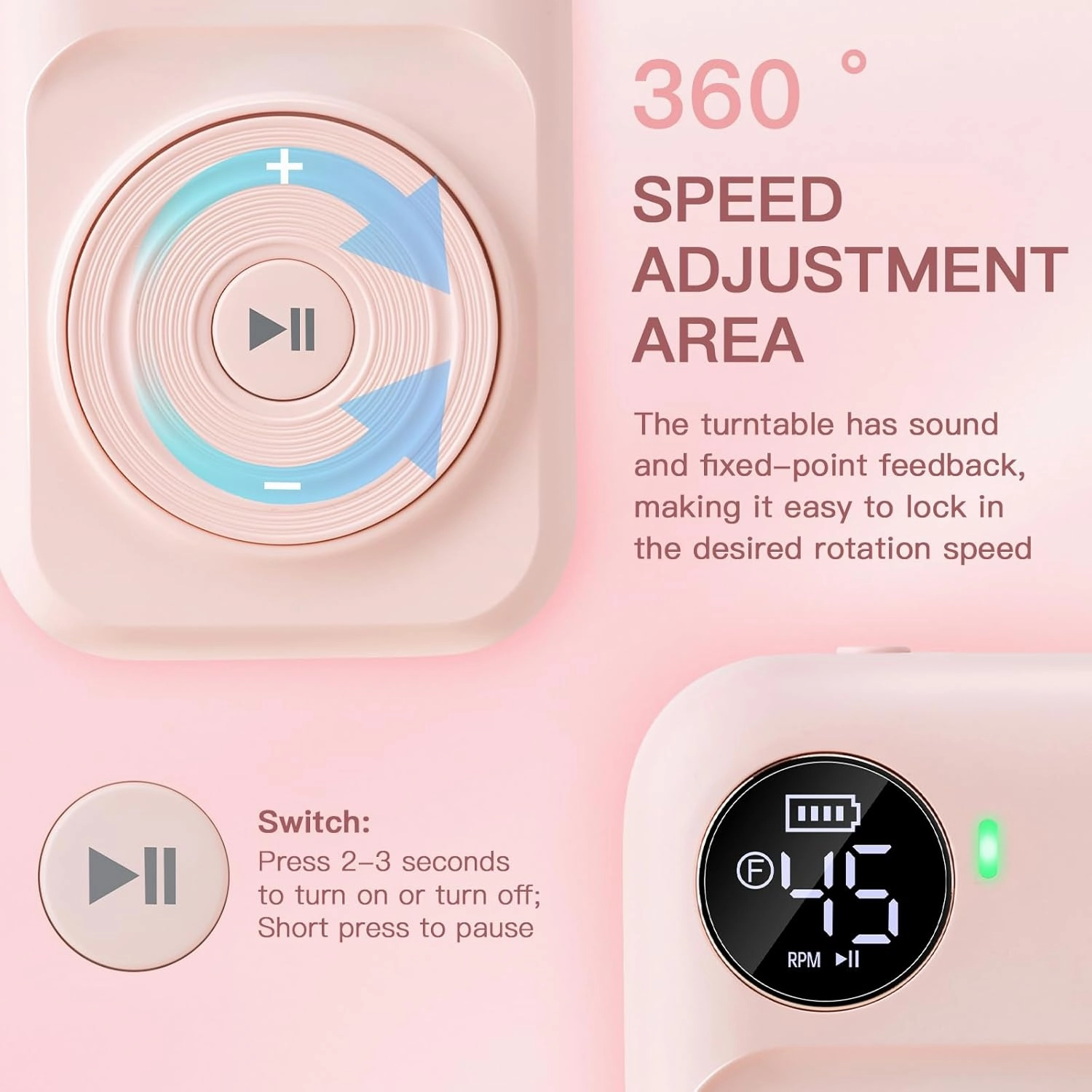 Madenia Rechargeable Professional Nail Drill Machine - 45000 RPM Portable Electric Nail File E File for Acrylic Gel Nails,Suitable for Salon Home Travel Manicure Use, Pink