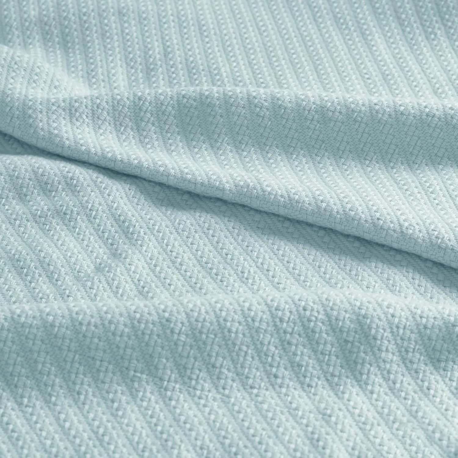Madison Park Liquid Cotton Luxury Blanket Premium Soft Cozy 100% Ring Spun Cotton For Bed , Couch or Sofa, Twin, Light Blue