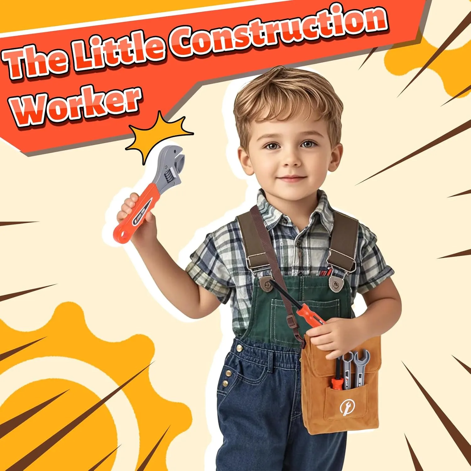 MAGIC4U 26PCS Toddler Tool Set with Tool Bag, Pretend Play Construction Kits for Kids Age 3-6 Years Old
