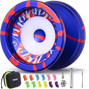 MAGICYOYO V6S LOCUS Responsive Yoyo for Kids 8-12, Pro Fingerspin Trick Design for Adults/Advanced, with Unresponsive Yo yo Bearing 12 Yo-yo Strings Bearing Tool Carry Case Bag (Blue Red)