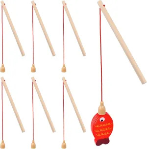 Magnetic Fishing Poles 24 Pcs Wooden Magnetic Fishing Rods Kindergarten Fishing Games Fishing Poles Toy for Kids