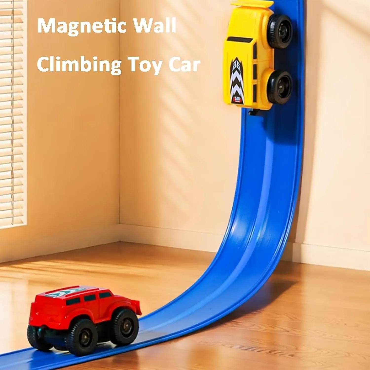 Magnetic Wall Climbing Toy Car, Anti-Gravity Cars That Drive on Walls and Ceiling, Magnetic Levitation Inertia Climbing Wall Toy Car(Red Yellow)