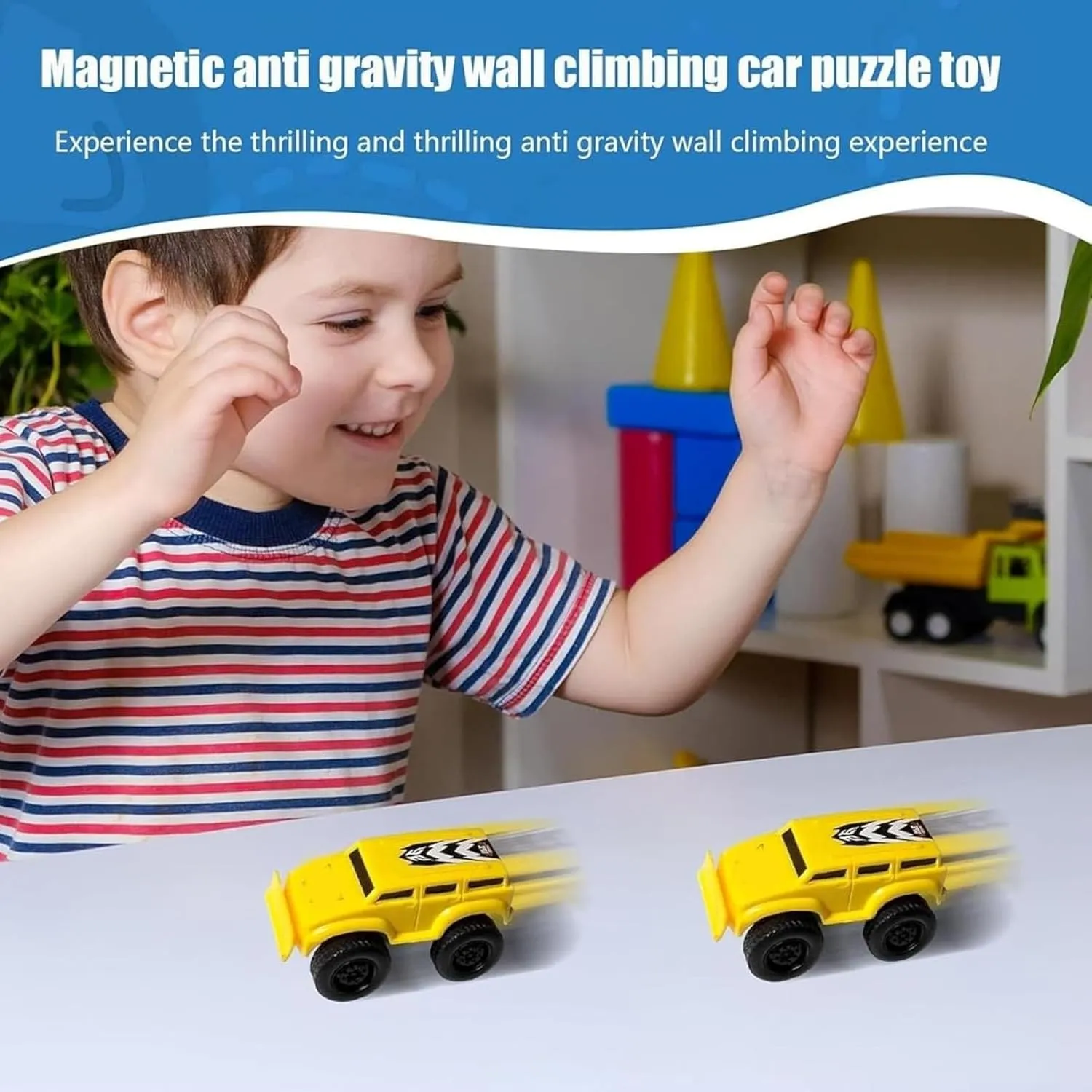 Magnetic Wall Climbing Toy Car - Educational Decompression Toy Car, Levitation Technology for Boys & Girls, Wall and Ceiling Play (Mix 3Pcs)