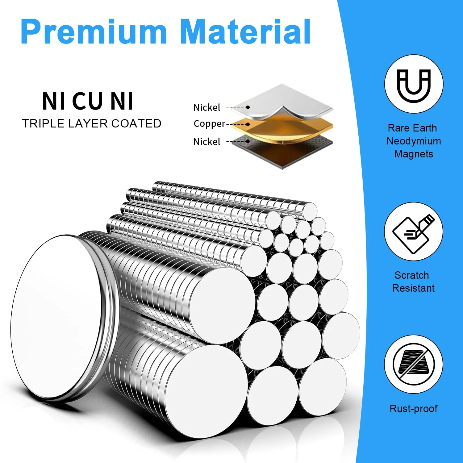 Magnets, Caturledas 600 Pack 8 Different Sizes Small Round Magnetic Rare Earth Neodymium Fridge Magnet for Home Kitchen Office School Hobby Handcraft Woodworking Miniature Model Base, Silver