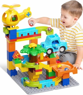 Marble Runs for Kids 4-8,Building Blocks Compatible with Major Brands, Birthday Toys Gifts for Ages 3 4 5  Boys Girls，Toddler Education Montessori Learning STEM Toys Marble Runway Maze Track Set