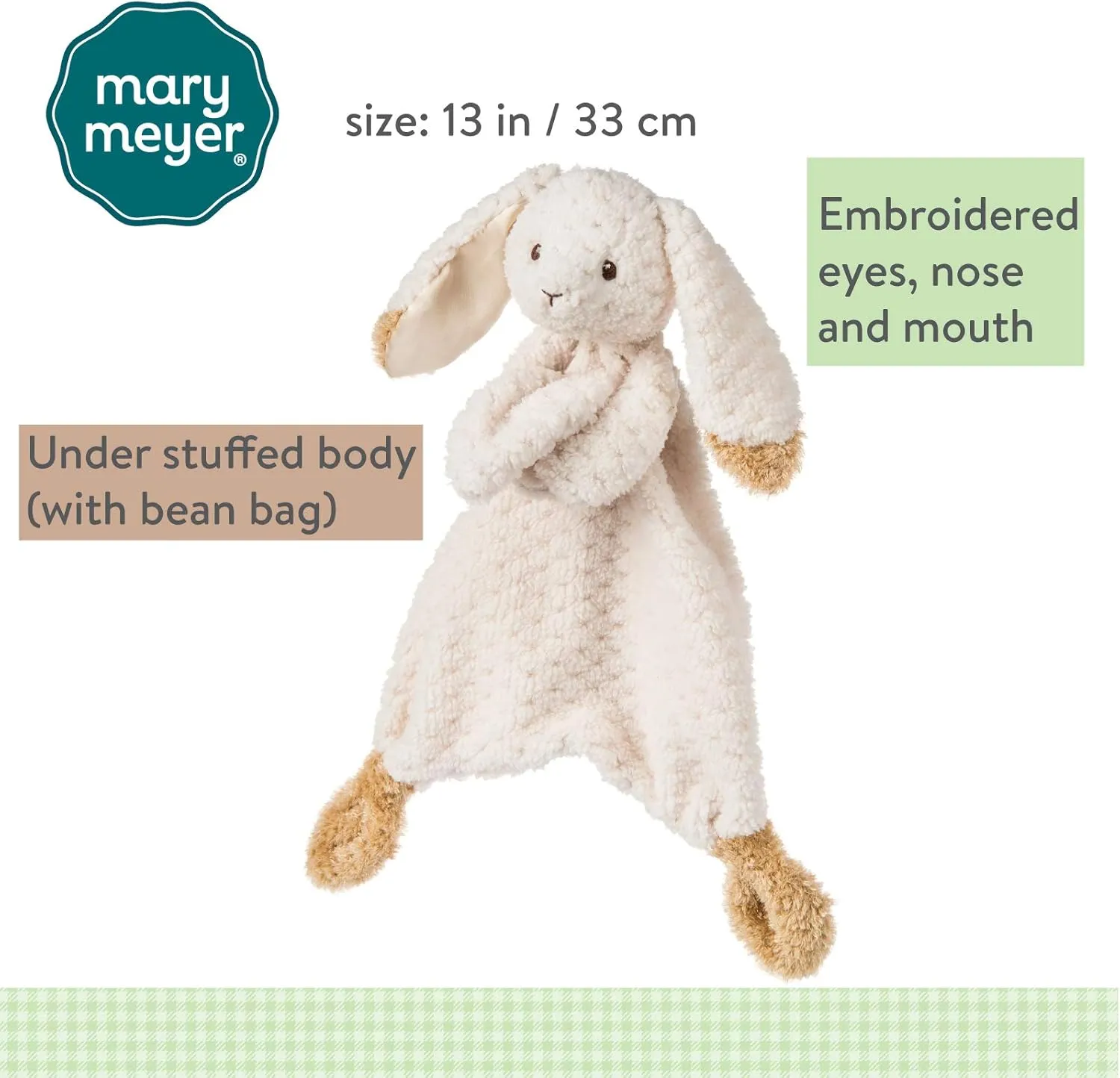 Mary Meyer Lovey Soft Toy, 13-Inches, Oatmeal Bunny