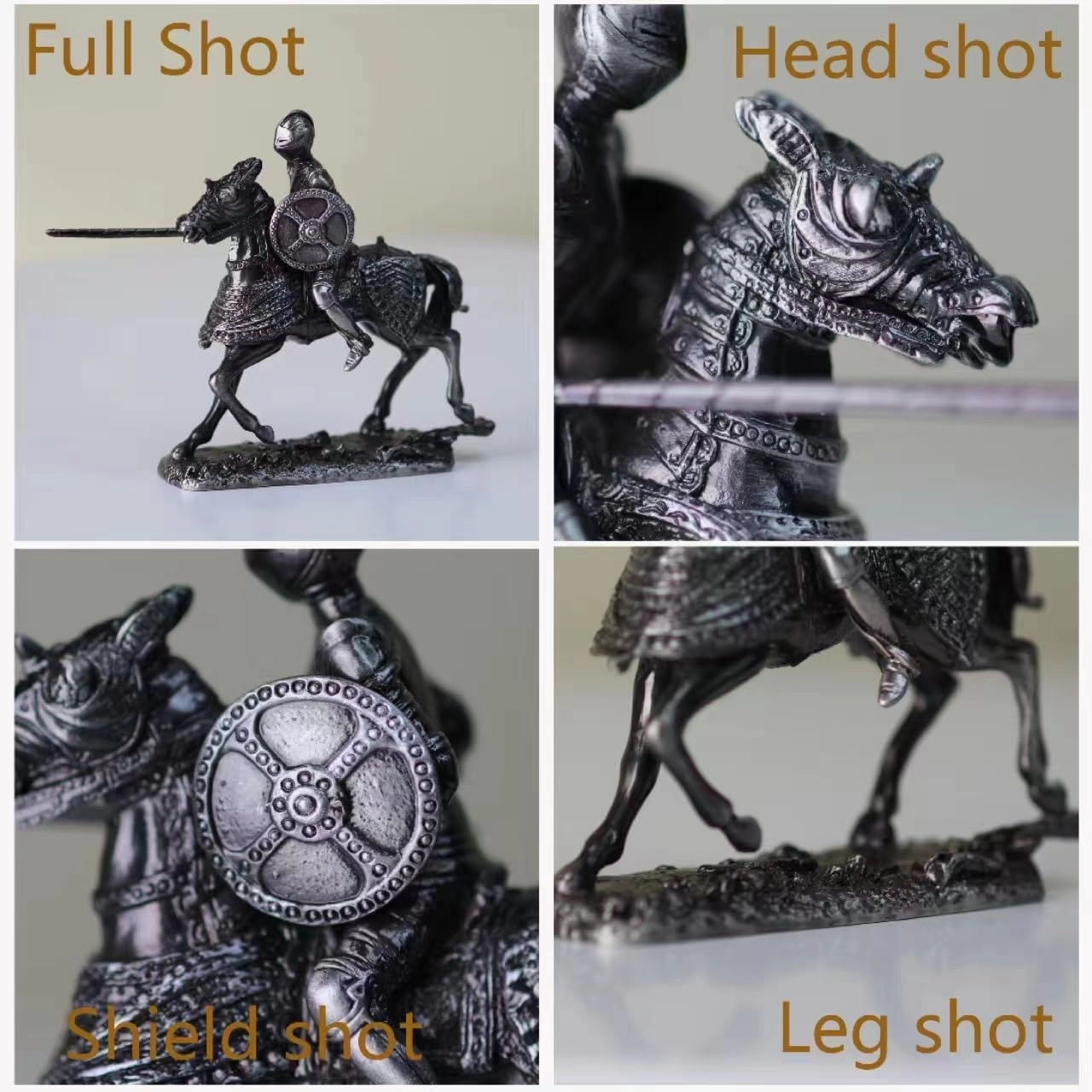 Medieval Knight Metal Statue Medieval Decoration Knight Swordsman Armor Statue Top Collection Gift 4 inches