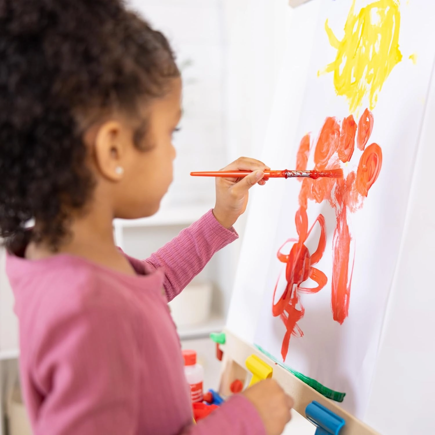 Melissa & Doug Deluxe Standing Art Easel - Dry-Erase Board, Chalkboard, Paper Roller - FSC Certified