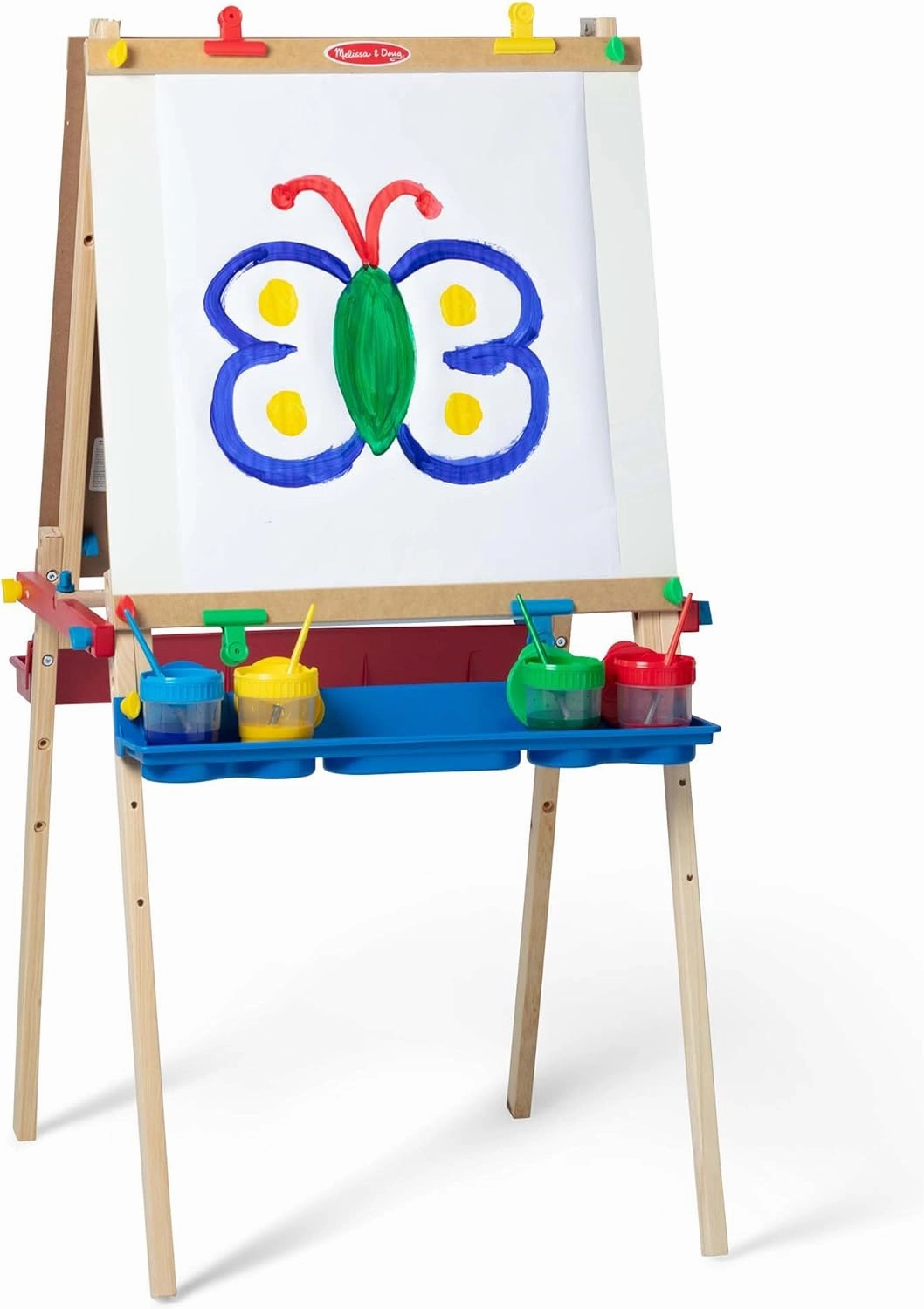 Melissa & Doug Deluxe Standing Art Easel - Dry-Erase Board, Chalkboard, Paper Roller - FSC Certified