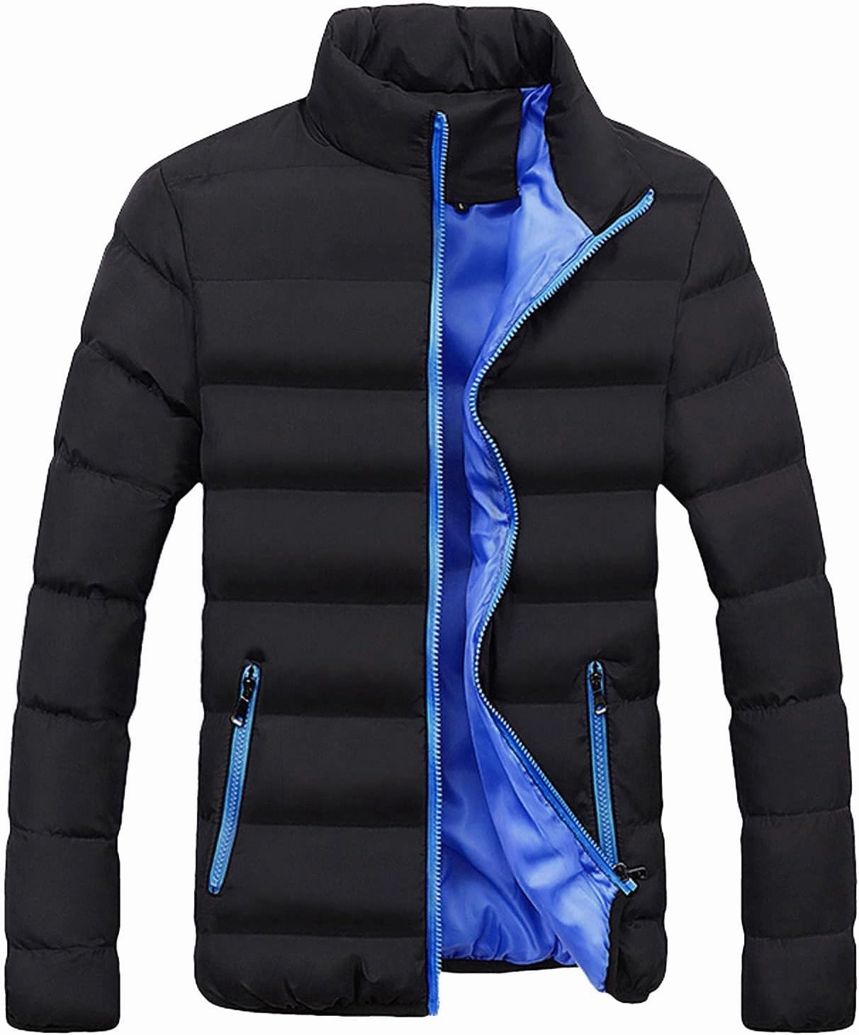 Men's Puffer Coat - Mens Insulated Quilted Jacket For Winter Fashionable Solid Quilted Coat Classic Parka Jacket