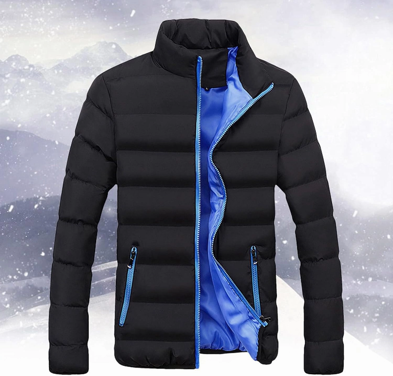 Men's Puffer Coat - Mens Insulated Quilted Jacket For Winter Fashionable Solid Quilted Coat Classic Parka Jacket