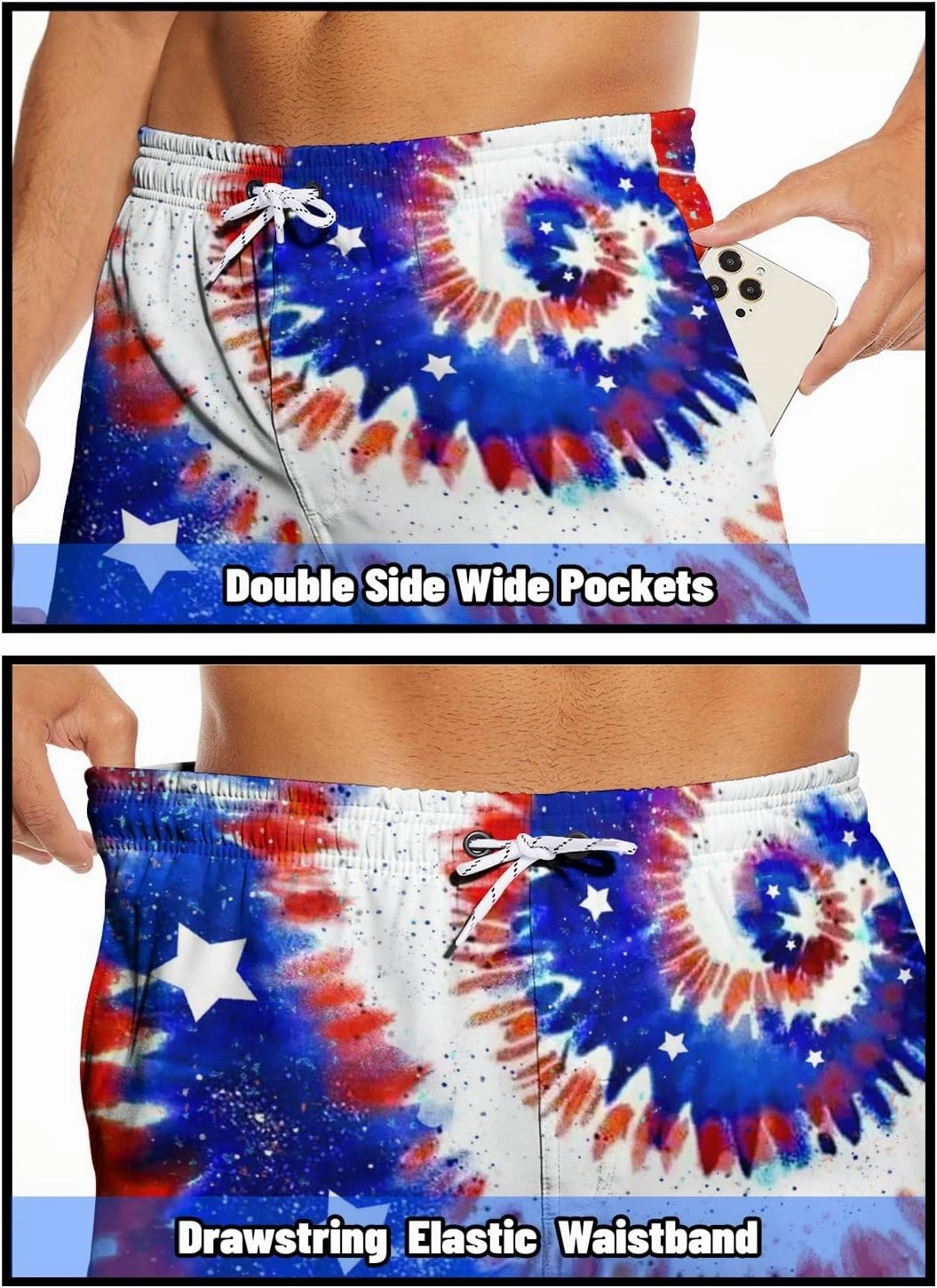 Men's Swim Trunks with Compression Liner 5" Inseam Mens Quick Dry Board Shorts with 4 Pockets for Beach Vacation