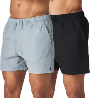 Men's 5 Inch Swim Trunk's with Liner 2 Pack Mens Stretch Quick Dry Beach Shorts Swimming Trunks & Bathing Suits for Men