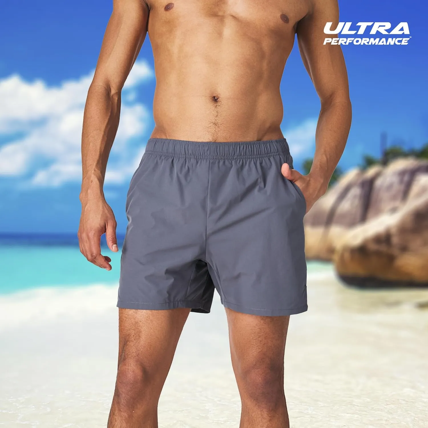 Men's 5 Inch Swim Trunk's with Liner 2 Pack Mens Stretch Quick Dry Beach Shorts Swimming Trunks & Bathing Suits for Men