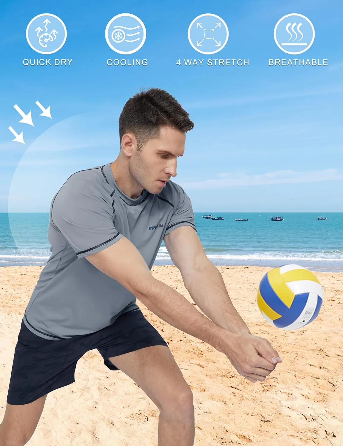 Mens Swim Shirts UPF 50  Sun Protection Quick Dry SPF Rash Guard Outdoor Beach Fishing T Shirts