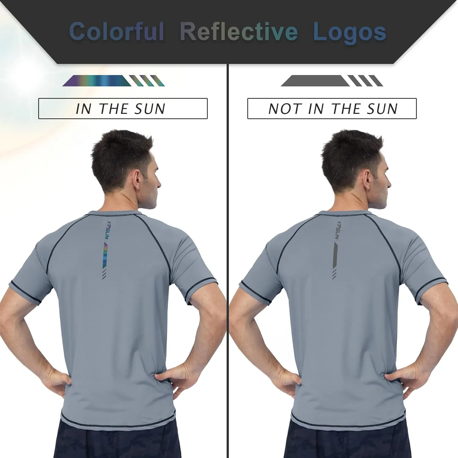 Mens Swim Shirts UPF 50  Sun Protection Quick Dry SPF Rash Guard Outdoor Beach Fishing T Shirts