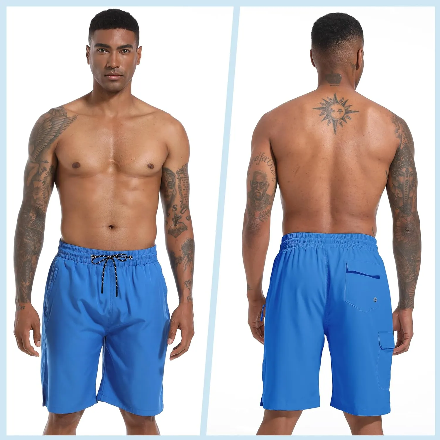 Men's Swim Trunks Quick Dry Board Shorts with Zipper Pockets Beach Shorts Bathing Suits for Men - No Mesh Liner