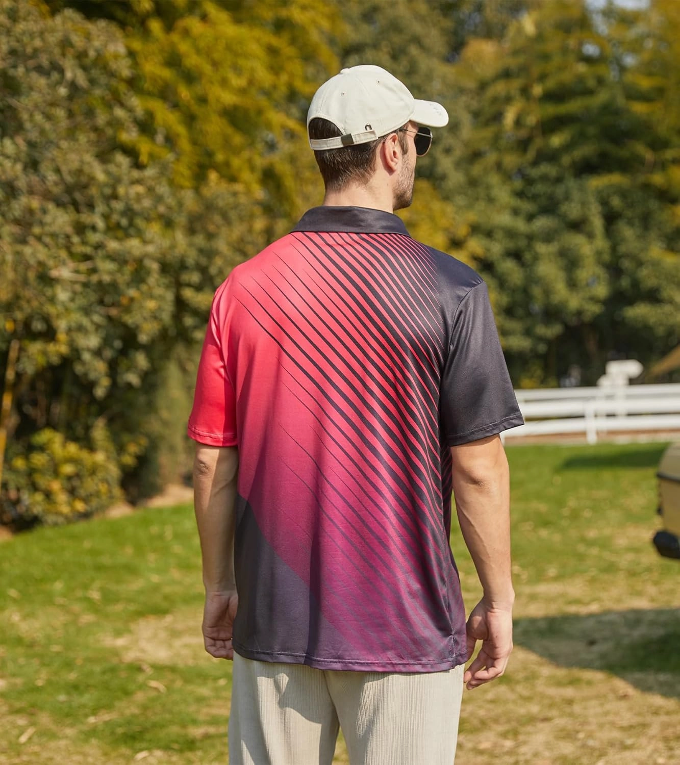 Mens Golf Shirts Short Sleeve Dry Fit Athletic Moisture Wicking Golf Polo Performance Printed Collared Polos
