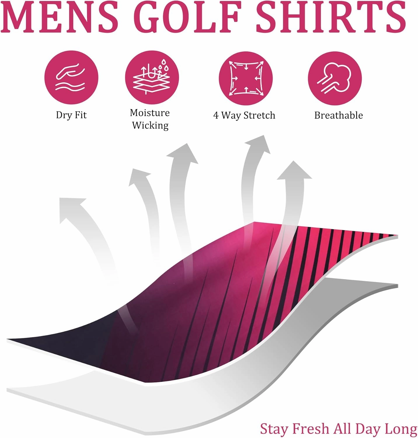 Mens Golf Shirts Short Sleeve Dry Fit Athletic Moisture Wicking Golf Polo Performance Printed Collared Polos