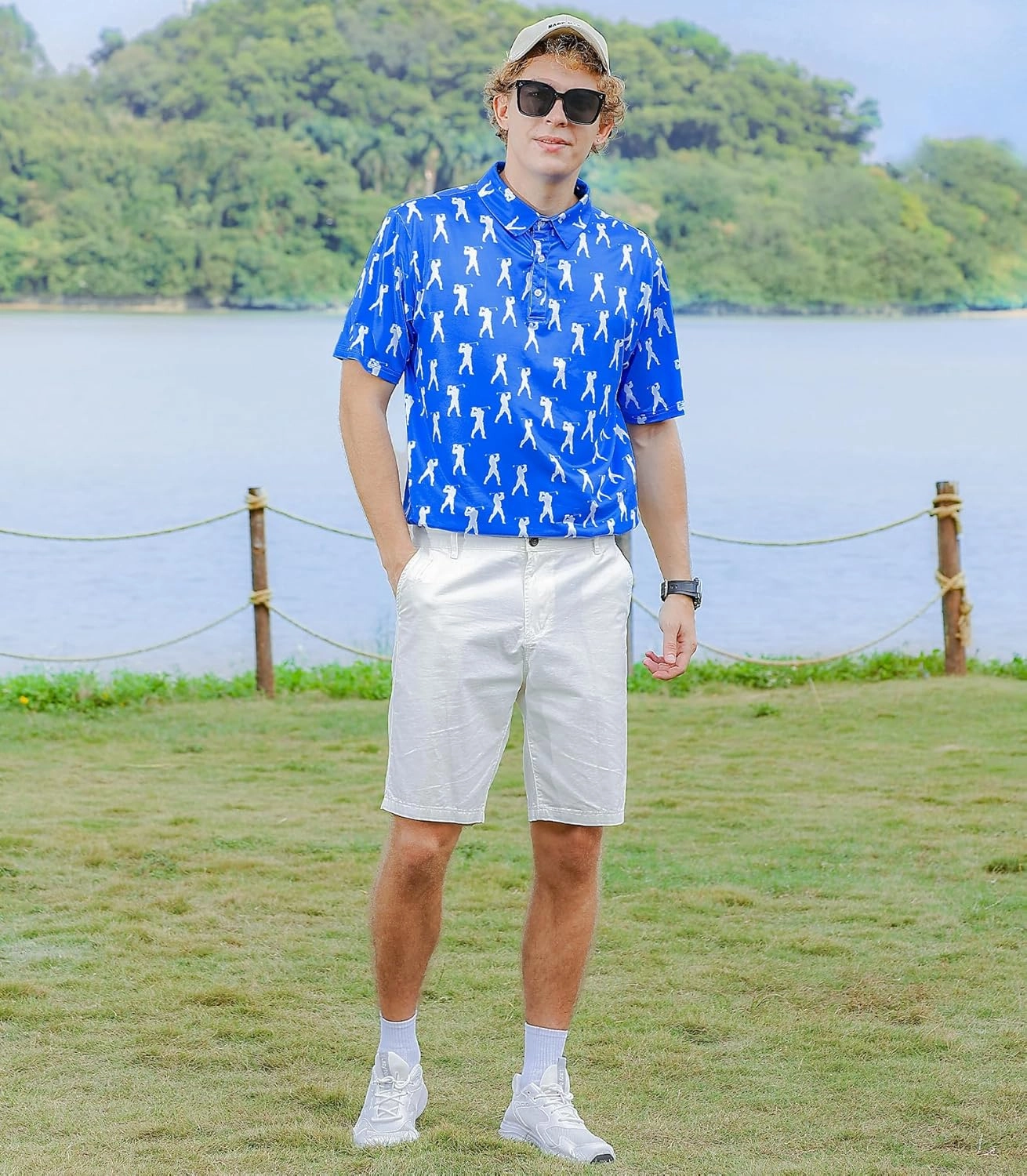 Mens Polo Golf Shirts Funny Graphics Shorts Sleeve Button Shirts