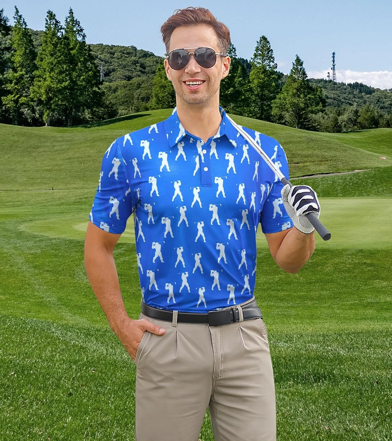 Mens Polo Golf Shirts Funny Graphics Shorts Sleeve Button Shirts