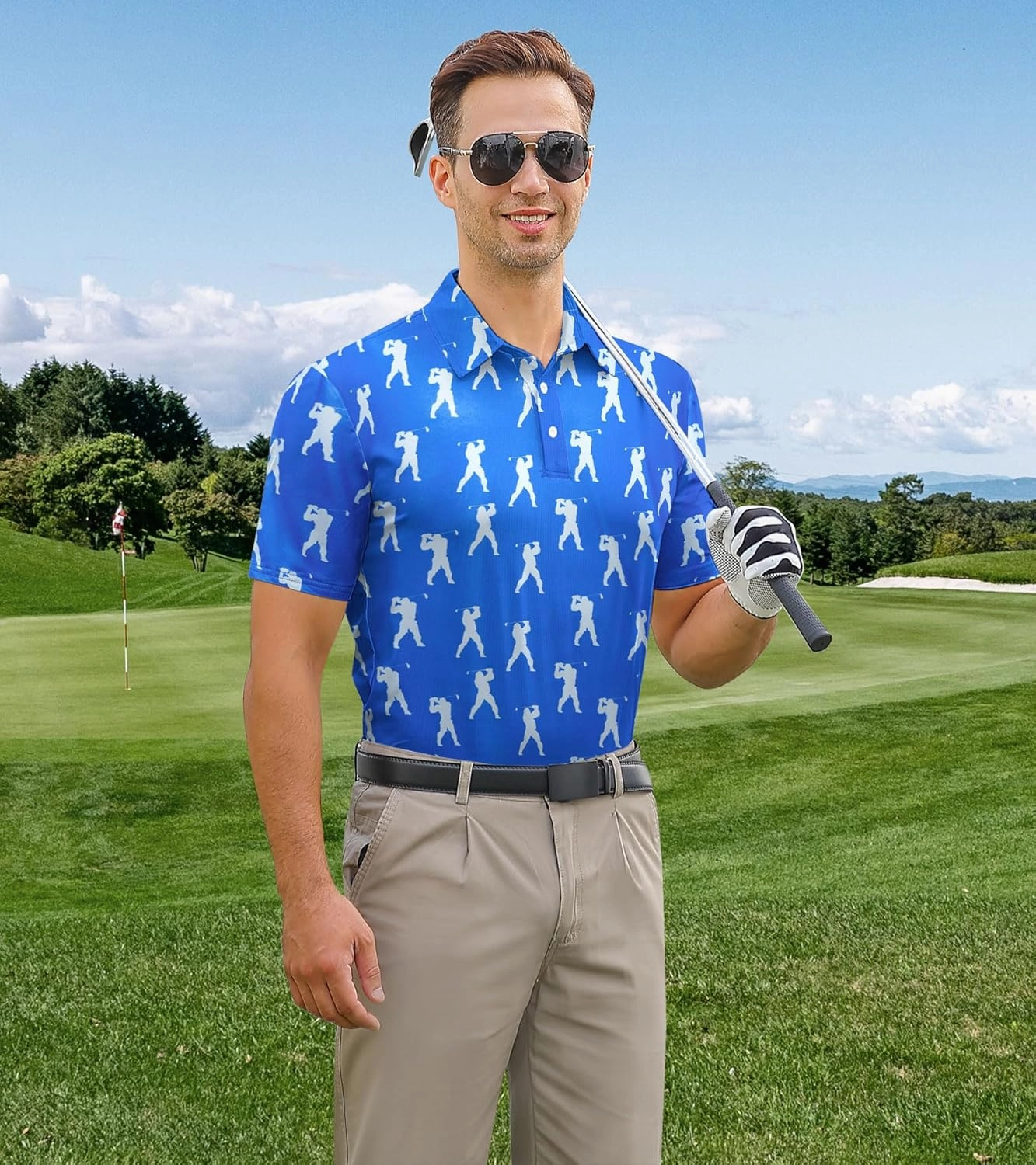 Mens Polo Golf Shirts Funny Graphics Shorts Sleeve Button Shirts