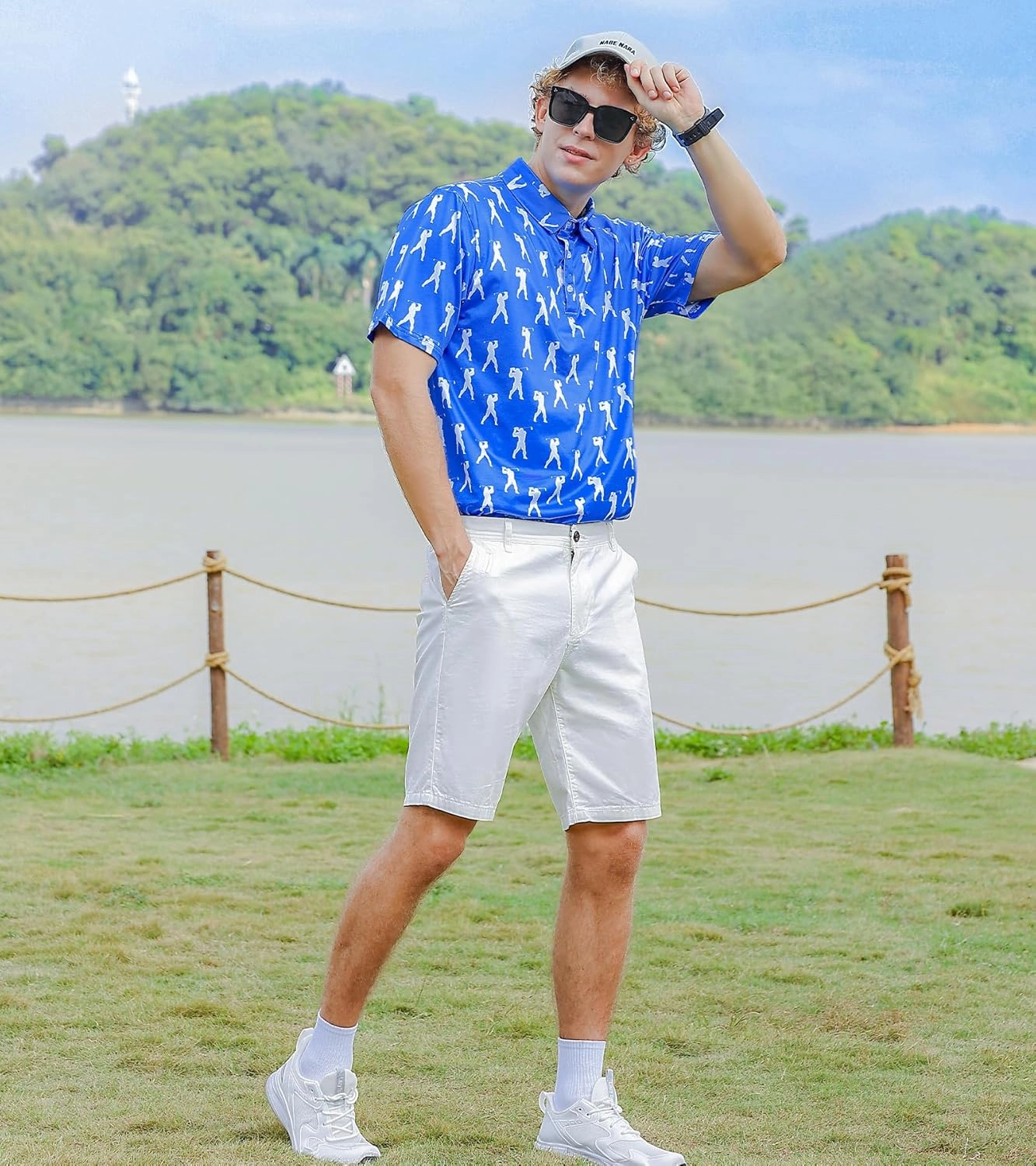 Mens Polo Golf Shirts Funny Graphics Shorts Sleeve Button Shirts