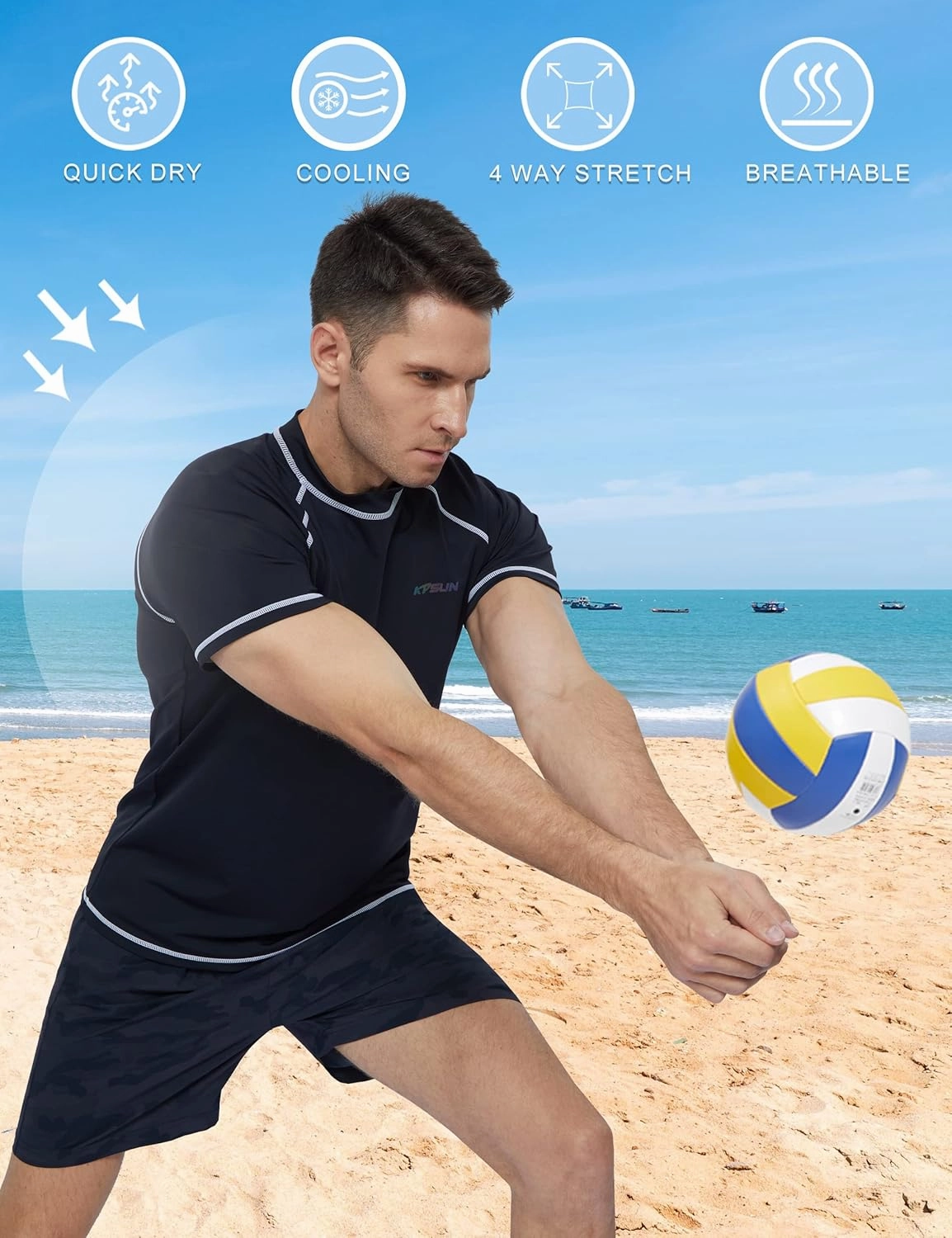 Mens Swim Shirts UPF 50  Sun Protection Quick Dry SPF Rash Guard Outdoor Beach Fishing T Shirts