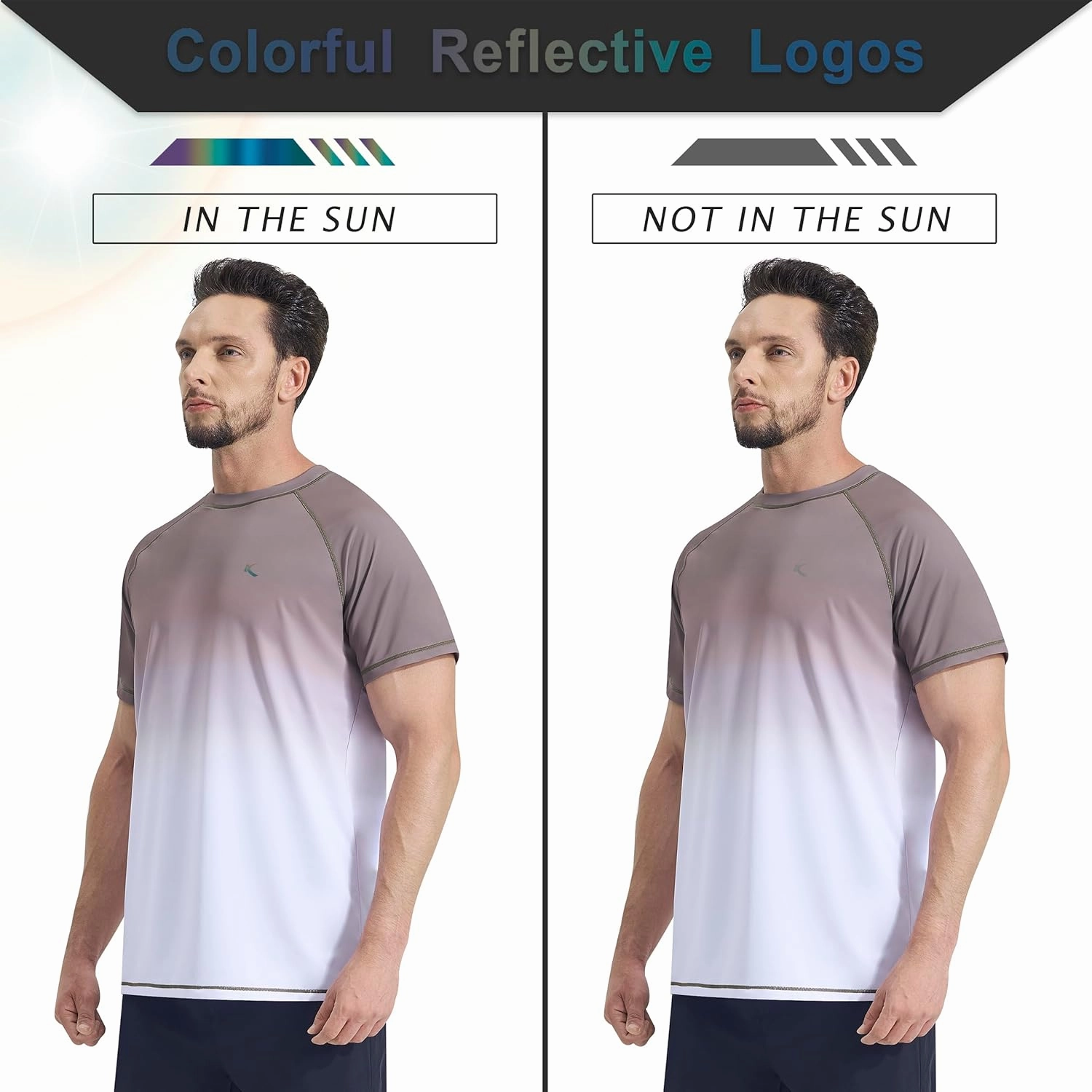 Mens Swim Shirts UPF 50  Sun Protection Quick Dry SPF Rash Guard Outdoor Beach Fishing T Shirts