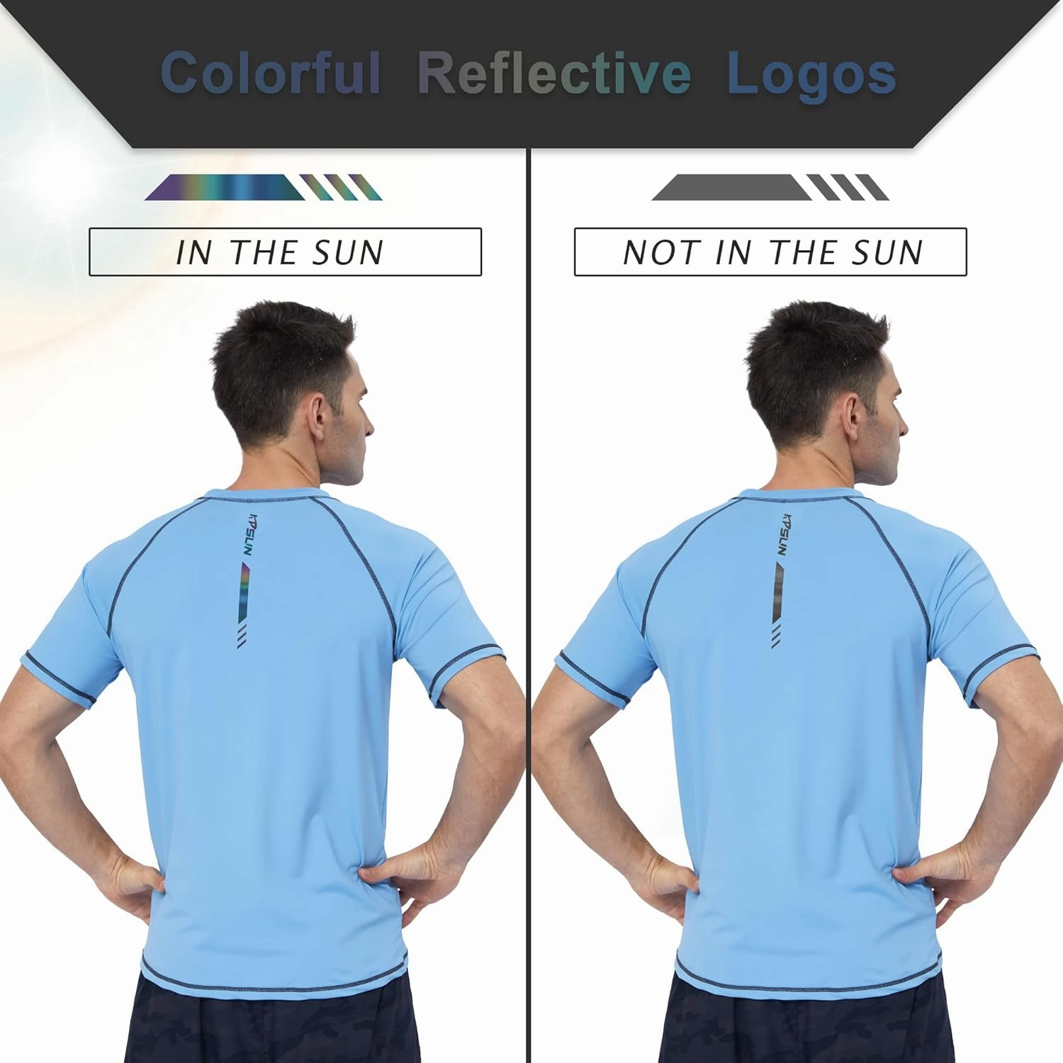 Mens Swim Shirts UPF 50  Sun Protection Quick Dry SPF Rash Guard Outdoor Beach Fishing T Shirts