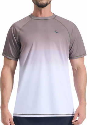 Mens Swim Shirts UPF 50  Sun Protection Quick Dry SPF Rash Guard Outdoor Beach Fishing T Shirts