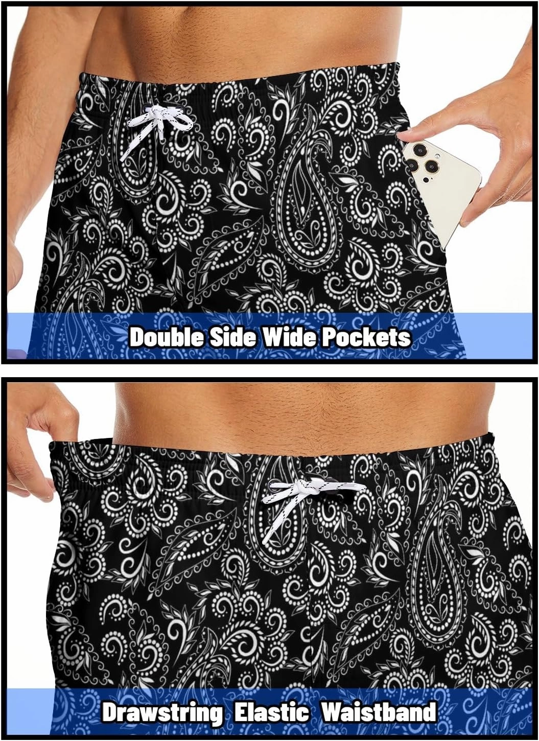 Mens Swim Trunks with Compression Liner 2 in 1 Quick-Dry Swim Shorts Men Board Shorts Swimwear for Swimming Beach