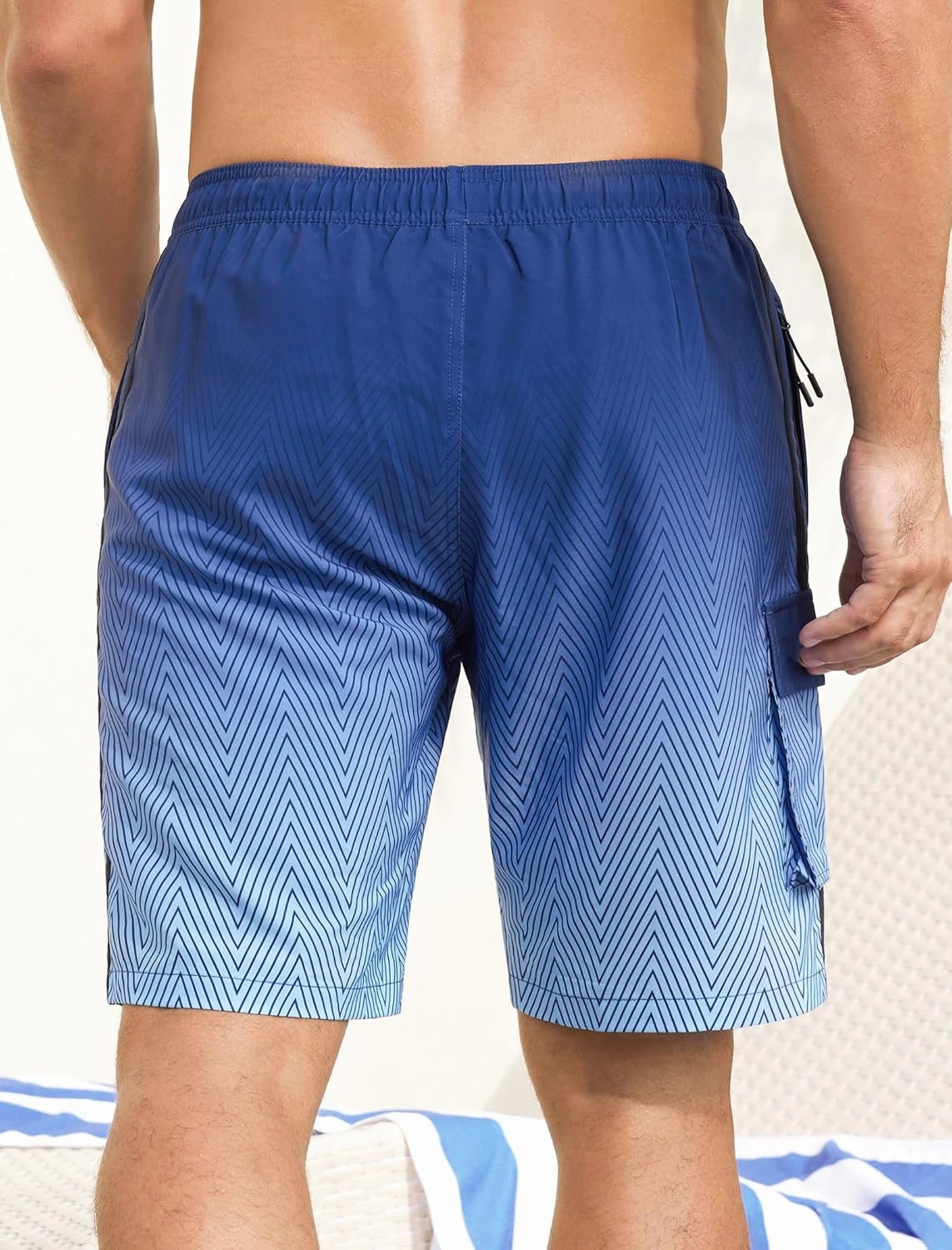 Mens Swim Trunks with Compression Liner 9 Inch Bathing Suits Quick Dry Board Shorts Summer Swimsuit with Cargo Pocket